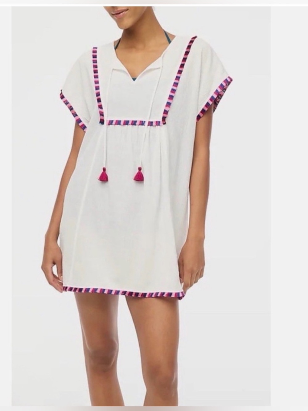 J.Crew Breezy Fringe BEACH POOL COVERUP tunic Sz XXS NWT PTP 18” JCrew